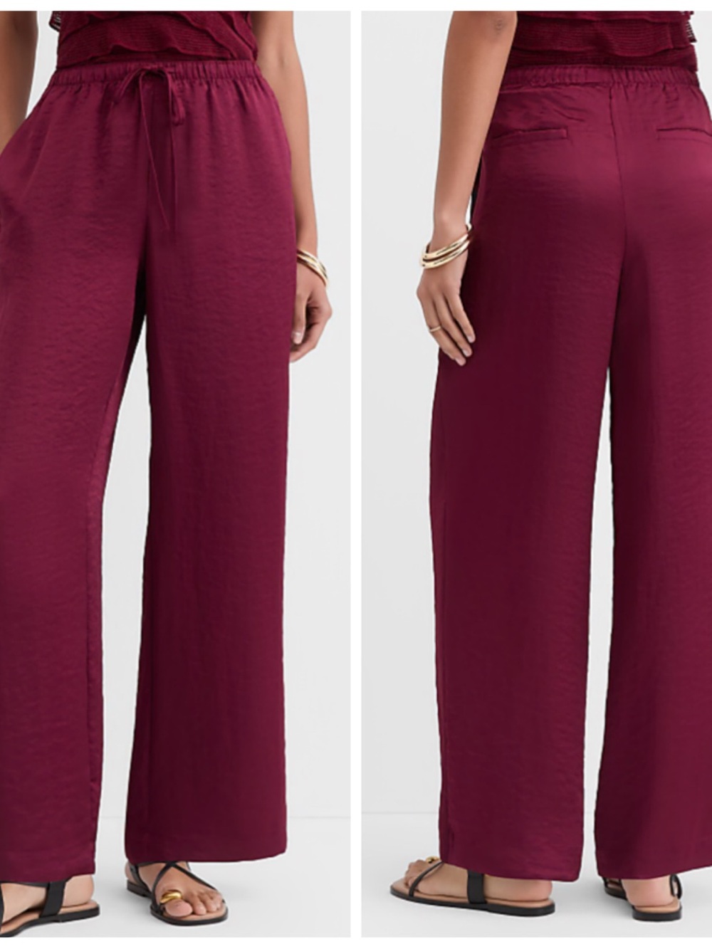 NEW LOFT Sawyer Pull On Pants in Satin Lavish Bordeaux XL Regular NWT